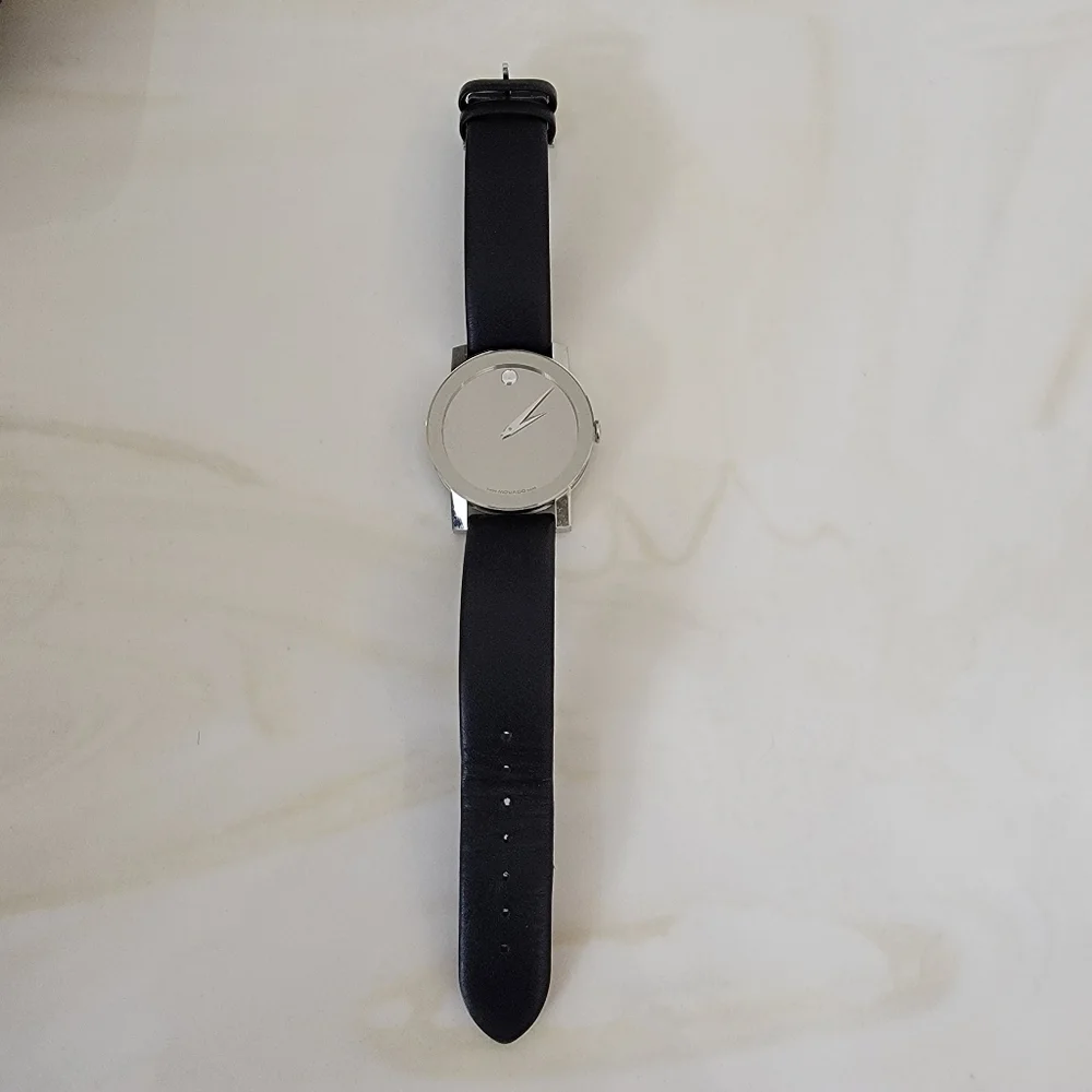 Movado Museum Sleek Black and Silver Watch